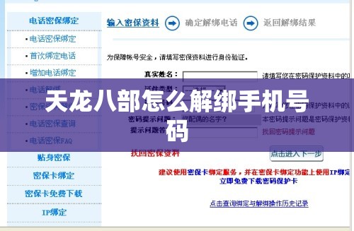 天龙八部怎么解绑手机号码